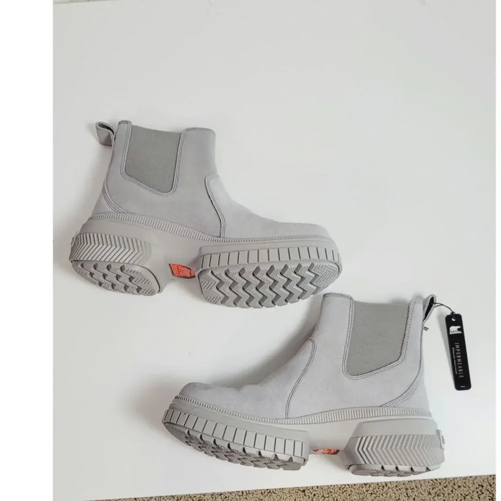 SOREL Ona Ave WP Chelsea Boot in Chrome Grey, sz 9